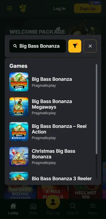 Big bass bonanza slot not on gamstop game thumbnail in casino lobby